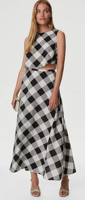 M&S Gingham Midi Skirt, 8