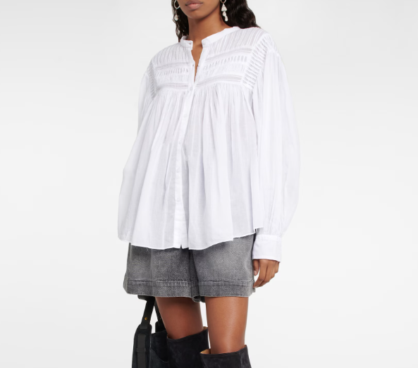 White Isabel Marant Etoile Plalia oversized cotton blouse, 40