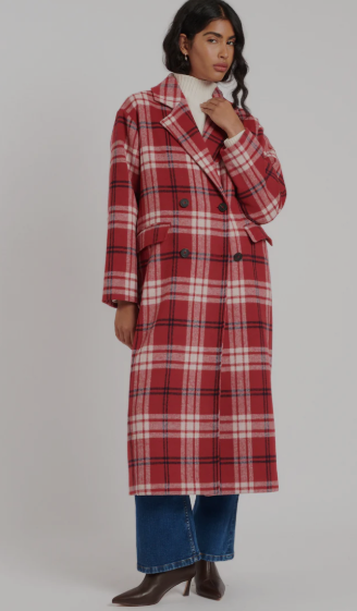 Nobody's Child NEW Check Longline Wool Mix Coat, L-XL