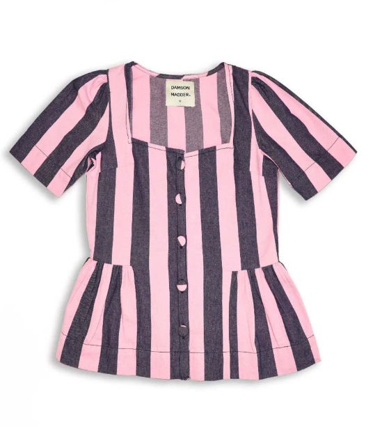 Damson Madder NEW Philly Peplum Stripe Blouse, 20